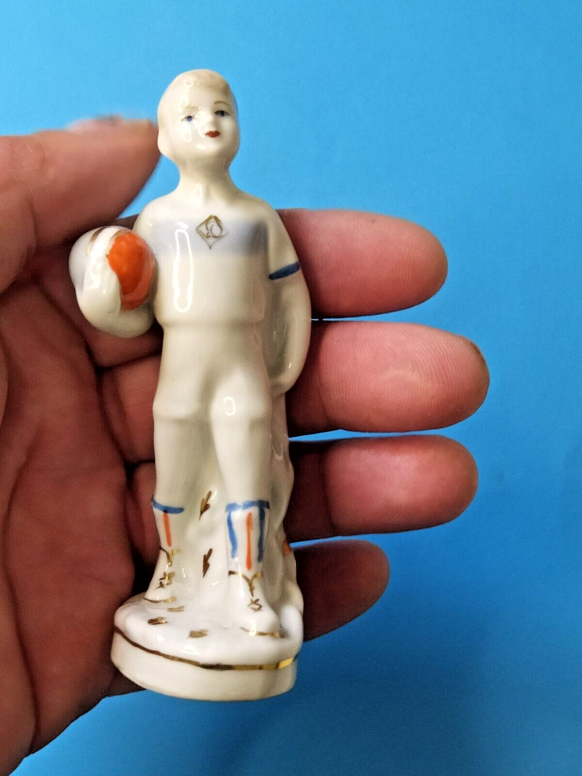 Rare Soviet Porcelain Figurine"Young Footballer"Dynamo Team Polonne ZHK 1950-60s