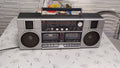 Sanyo M-W2K vintage boombox with double cassette deck in silver finish