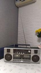 Chip on the top corner of the 1980s ghetto blaster casing