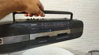 Sanyo MW717K vintage boombox with double cassette decks, front view
