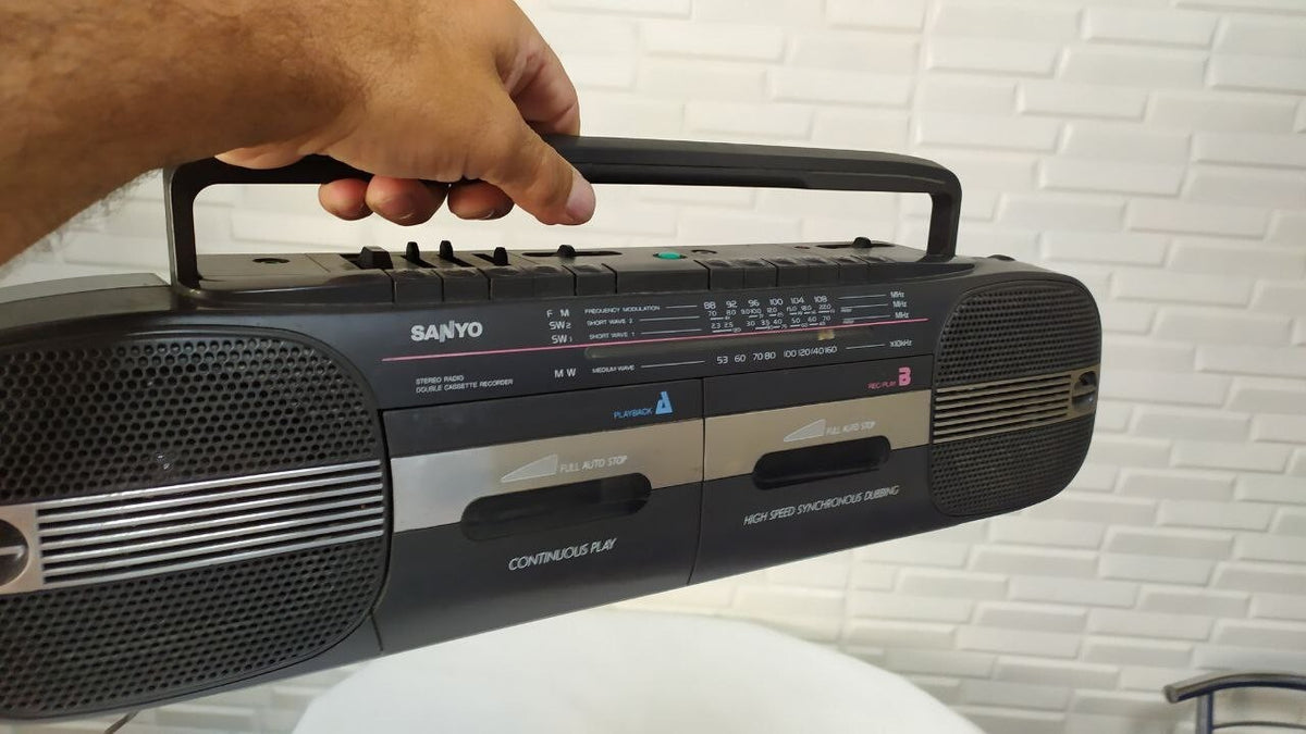 Sanyo MW717K vintage boombox with double cassette decks, front view