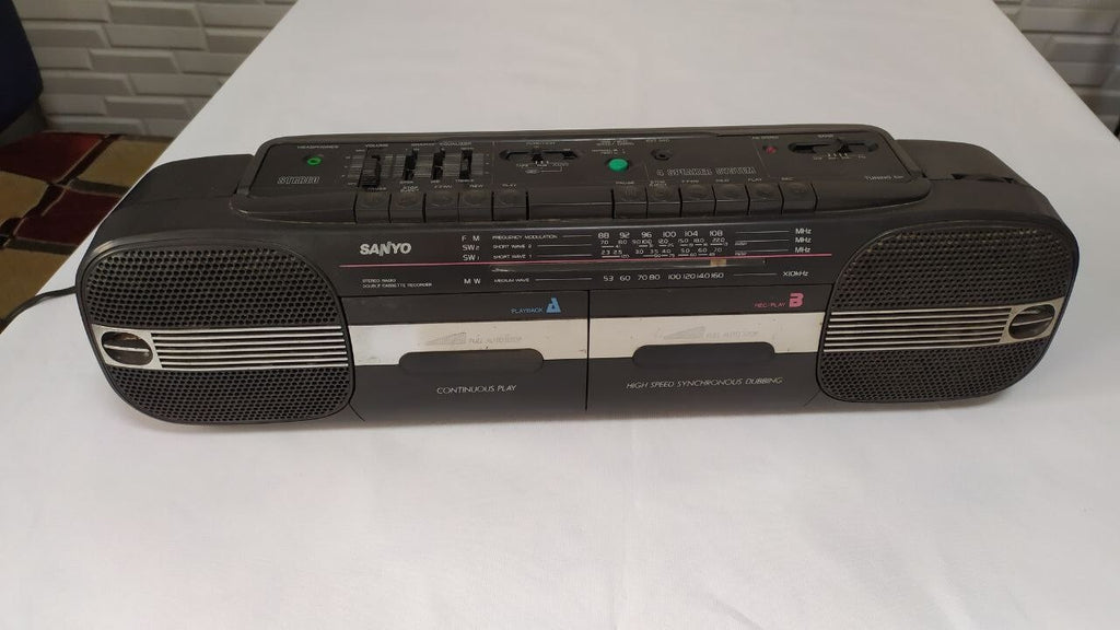 Sanyo MW717K double cassette boombox tape decks and controls