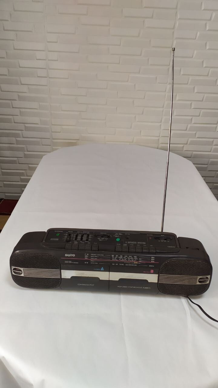Vintage cassette recorder 3-band graphic equalizer and radio dial