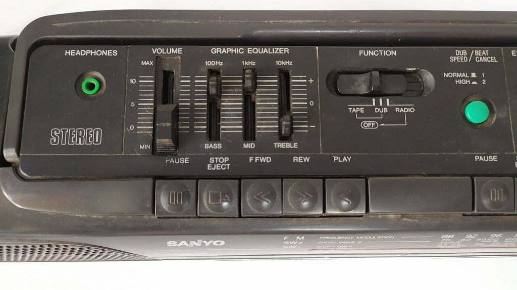 Sanyo MW717K double cassette boombox tape decks and controls – detail 5