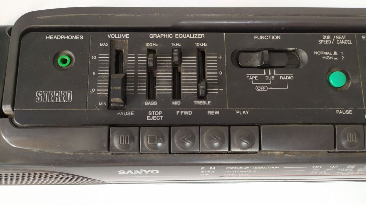 Sanyo MW717K double cassette boombox tape decks and controls – detail 5
