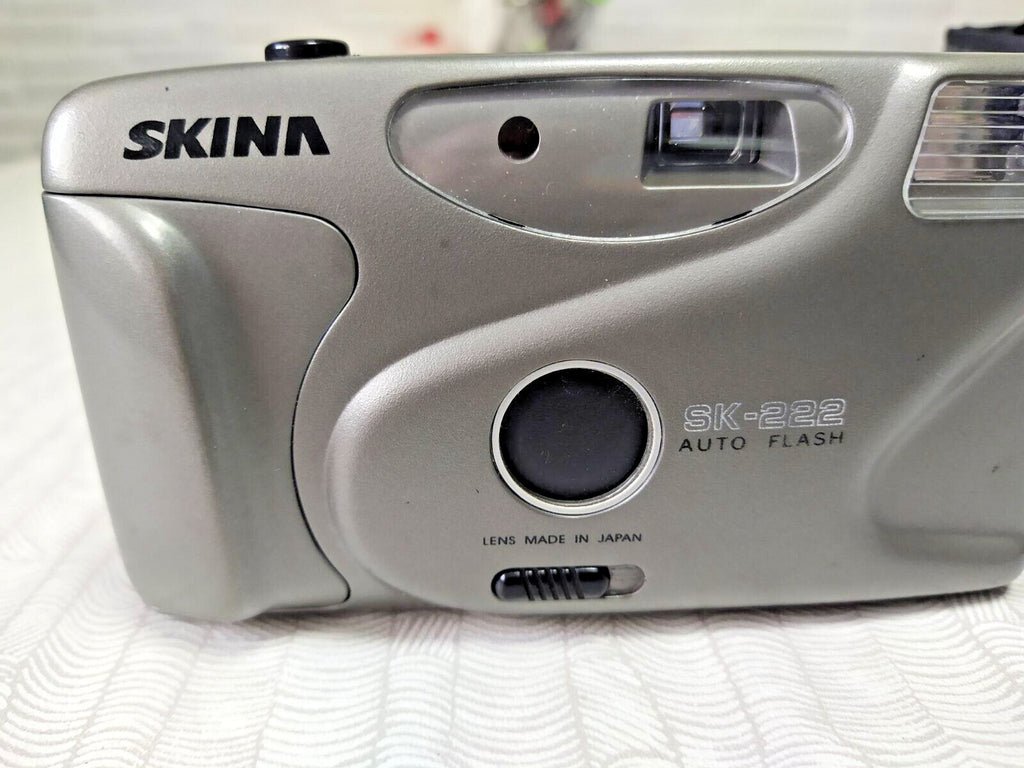 Skina SK-222 silver 35mm point and shoot film camera with Japan-made lens