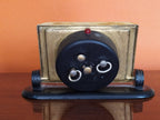 Vintage Soviet clock with tilt stand and gold-colored ribbed bezel – detail 7