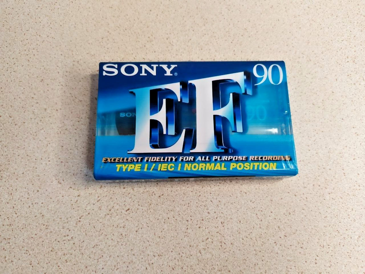 Sealed Sony C-90EFB cassette tape with intact cellophane wrap