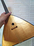 Gold-painted top and back on a Soviet folk instrument – detail 12