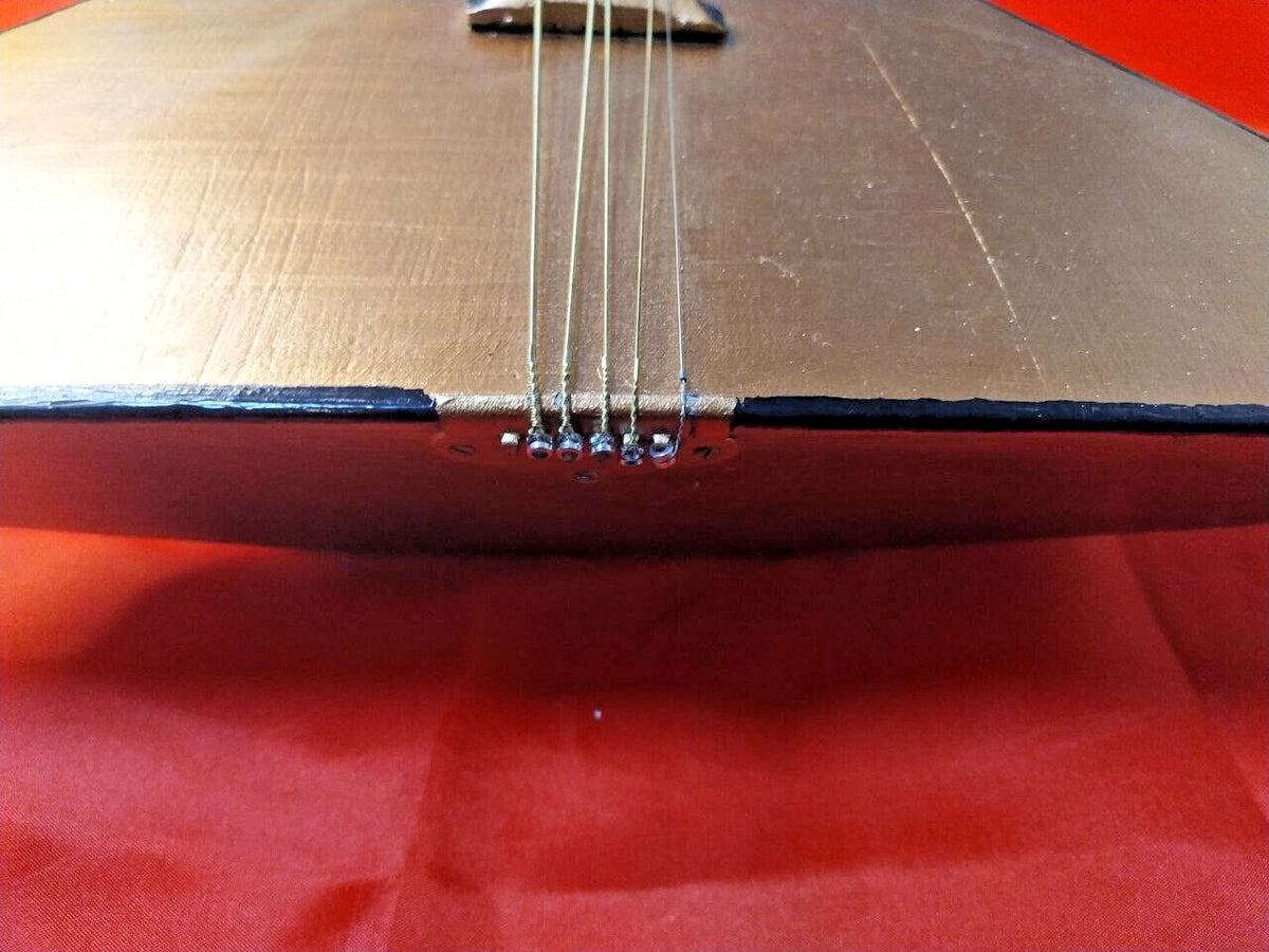 Vintage USSR balalaika with three pairs of strings and open-gear tuners – detail 8