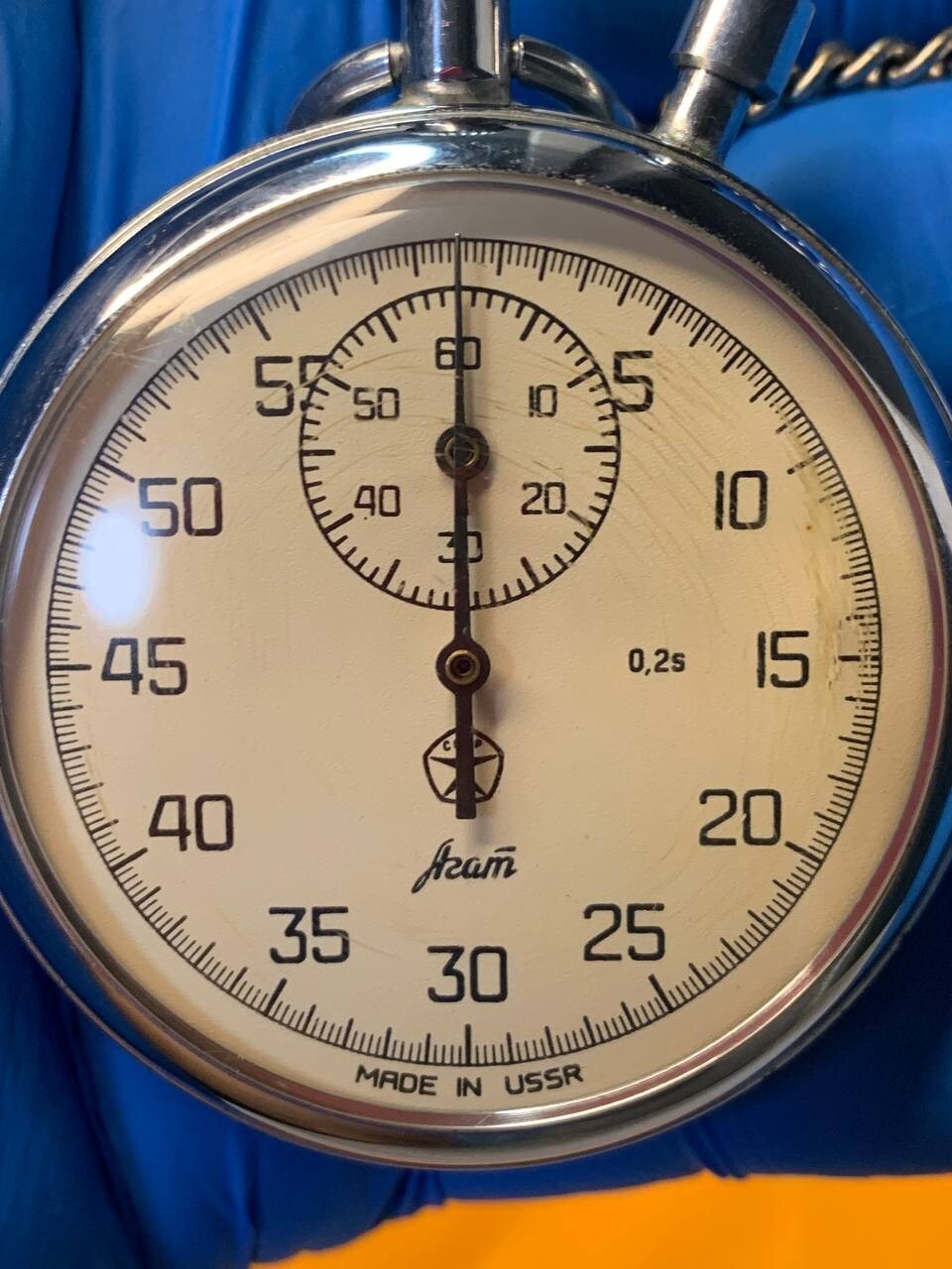 Vintage Agat stopwatch with 60-minute sub-dial and chrome-plated case – detail 14