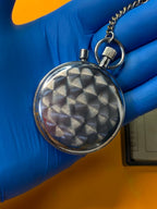 Engine-turned back cover of a Zlatoust mechanical stopwatch – detail 6