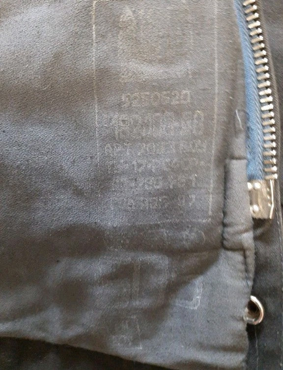Dark blue Soviet pilot jacket with sheepskin collar buttoned up – detail 8