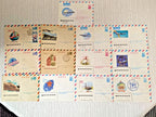 Illustrated airmail envelope with Soviet passenger aircraft and Par Avion border