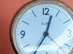 Slava alarm clock showing patina on brass parts – detail 10