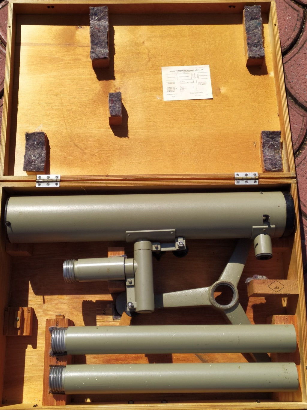 Soviet ALKOR 65mm reflector telescope with original wooden case and stand