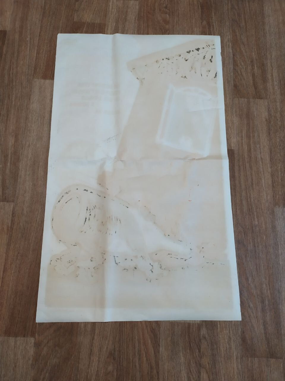 Torn margins and fold lines on a large Soviet propaganda poster – detail 10