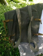 Ink stamp inside the flap of a Soviet paratrooper canvas rucksack