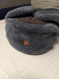 Soviet army ushanka hat in gray faux fur with red enamel star cockade, size 58