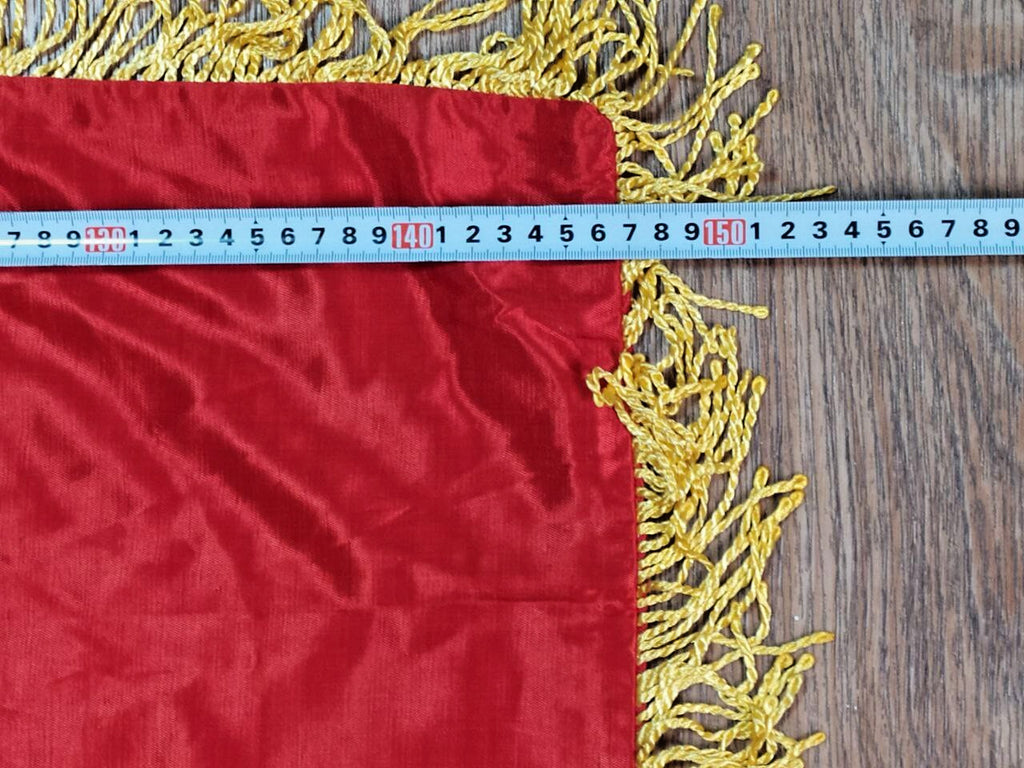 Original Soviet challenge banner fringe and flagpole loops close-up – detail 10