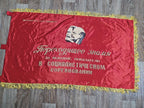Vintage Soviet banner reverse with hammer and sickle emblem and Lenin quote – detail 5