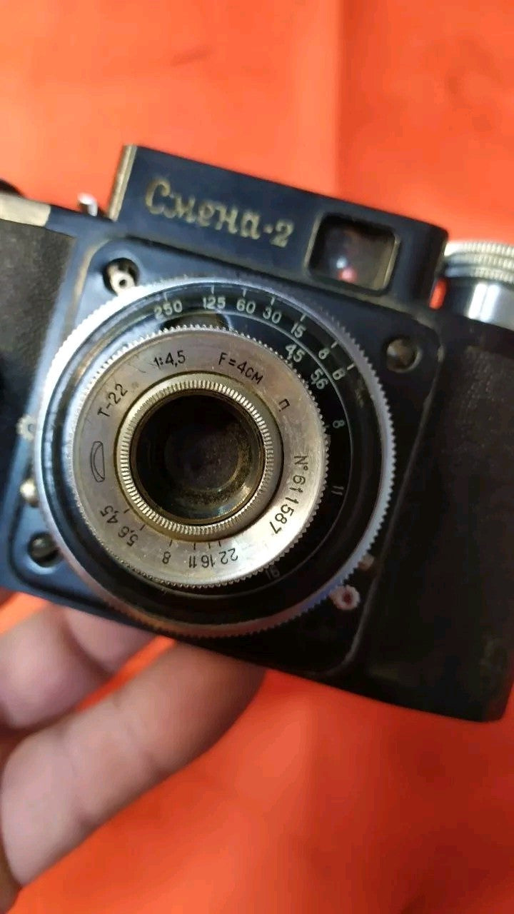 Soviet vintage camera Smena-2 35mm body, top view with controls – detail 5