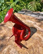 Soviet car horn Type C23E, red metal snail-shaped electric horn