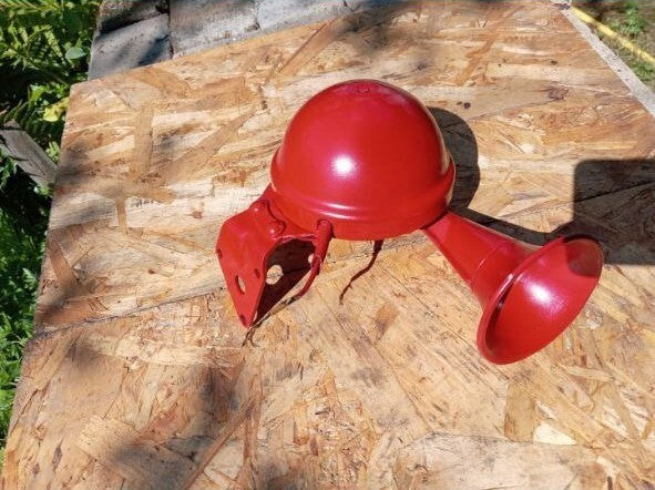 Soviet vintage item for garage decor, snail horn shown from the back
