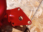 Red electric horn next to a measuring tape, about 25 cm long – detail 6