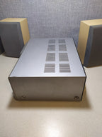 Pair of matching wood-finish speakers with gray grilles – detail 7