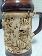 Vintage USSR beer stein with banner reading KRYM in Cyrillic