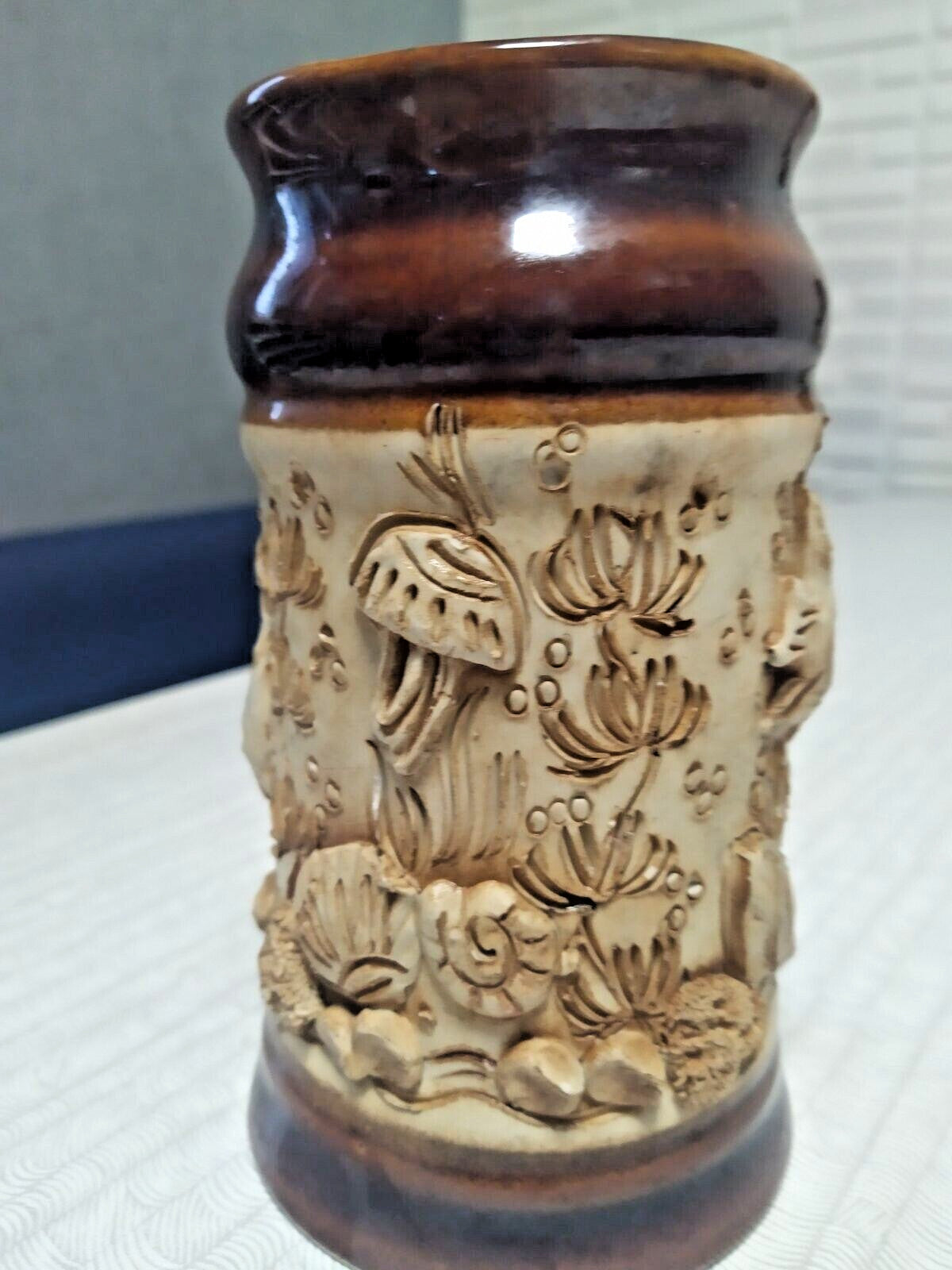 Vintage USSR beer stein with banner reading KRYM in Cyrillic – detail 5