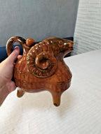 Soviet ceramic figurine of a ram (Baran) from the Vasilkovskaya Majolica collection