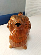 Vintage Soviet figurine of a ram, glazed ceramic details