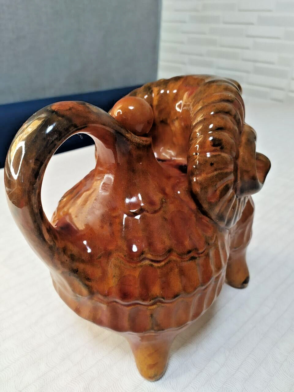 Base of the Vasylkiv majolica ram figurine made in the USSR