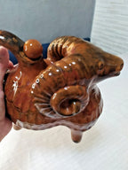 Vintage Soviet figurine of a ram, glazed ceramic details – detail 9
