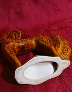 Vintage USSR majolica horse statue with embossed spiral and geometric patterns – detail 5