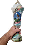 Football trophy cup lid with decorative finial and gold-tone rim