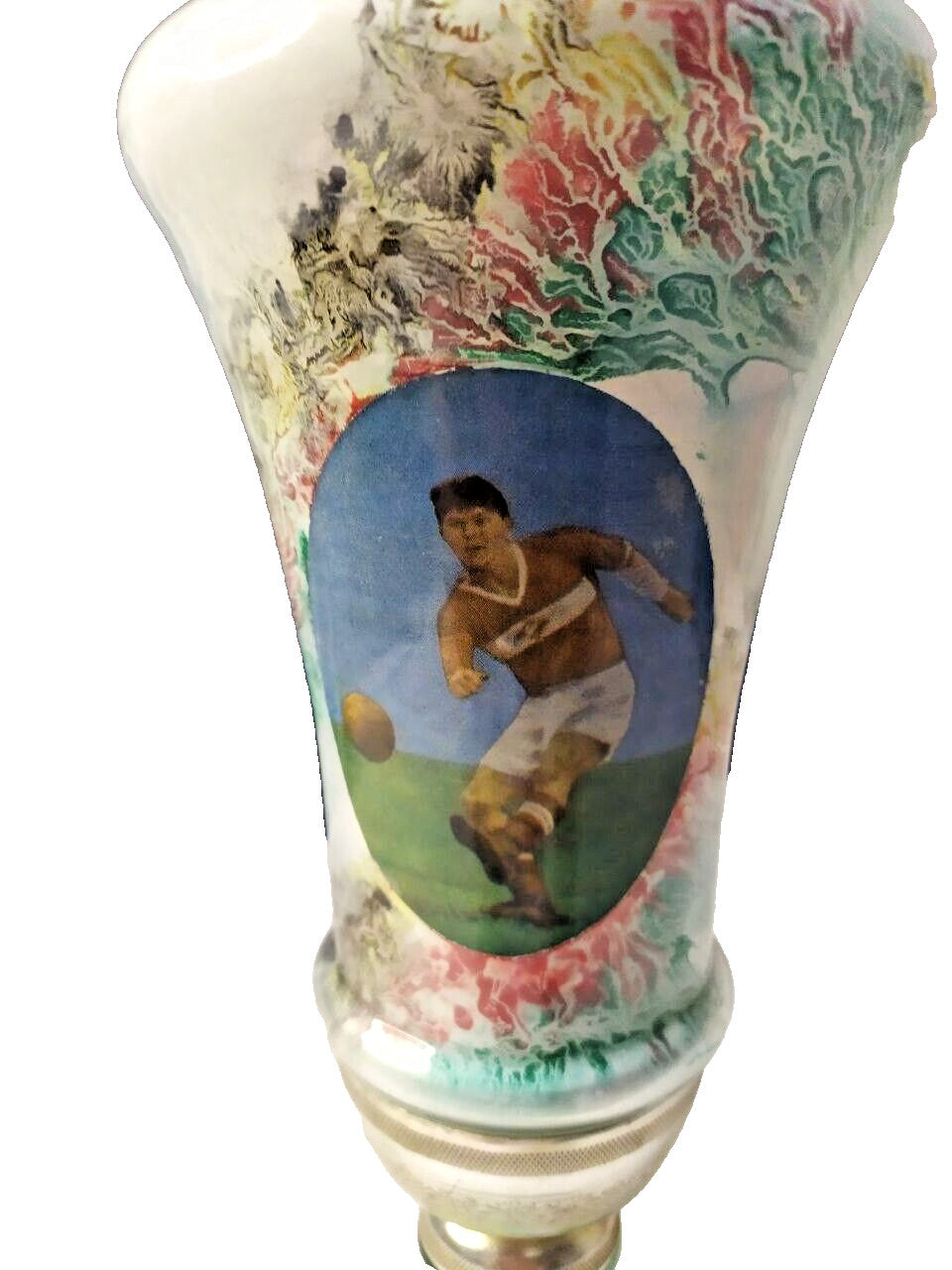 Soviet porcelain trophy cup base with gold-tone accents