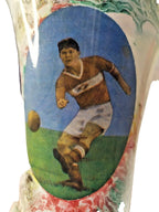 Vintage soccer trophy with marbled green, red and blue glaze – detail 8