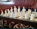 Soviet chess set Cossacks vs Turks with black and white plastic pieces