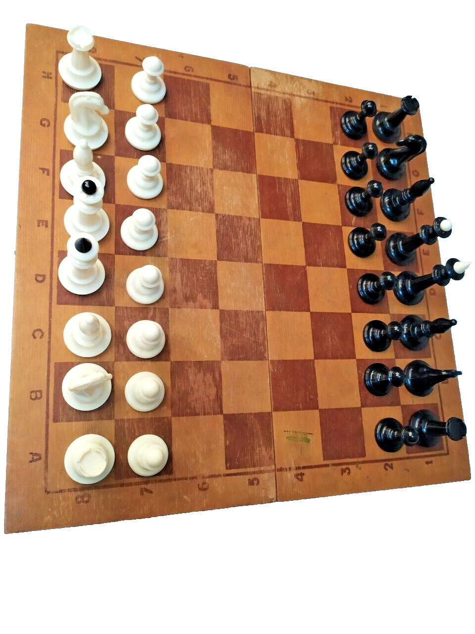 Vintage USSR chess pieces with red felt bottoms