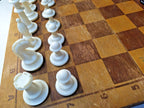 Folding Soviet chess board open with internal storage for the pieces – detail 9