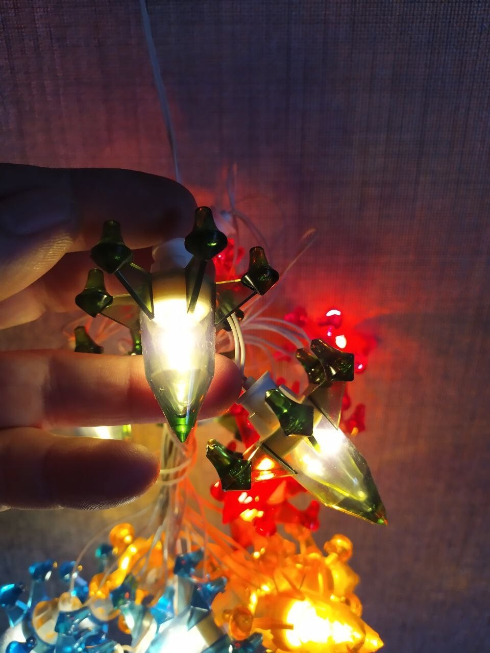 Vintage Soviet Christmas ornaments garland with Space Age rocket design – detail 17