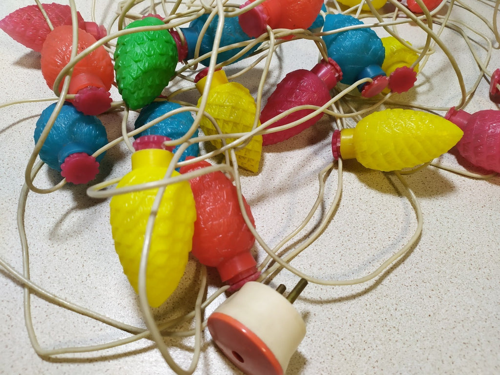 Vintage Soviet garland pine cone lights in red, yellow, blue, green and pink – detail 8