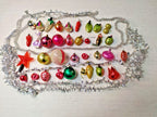 Set of 35 vintage Soviet Christmas ornaments made of glass, 1980s