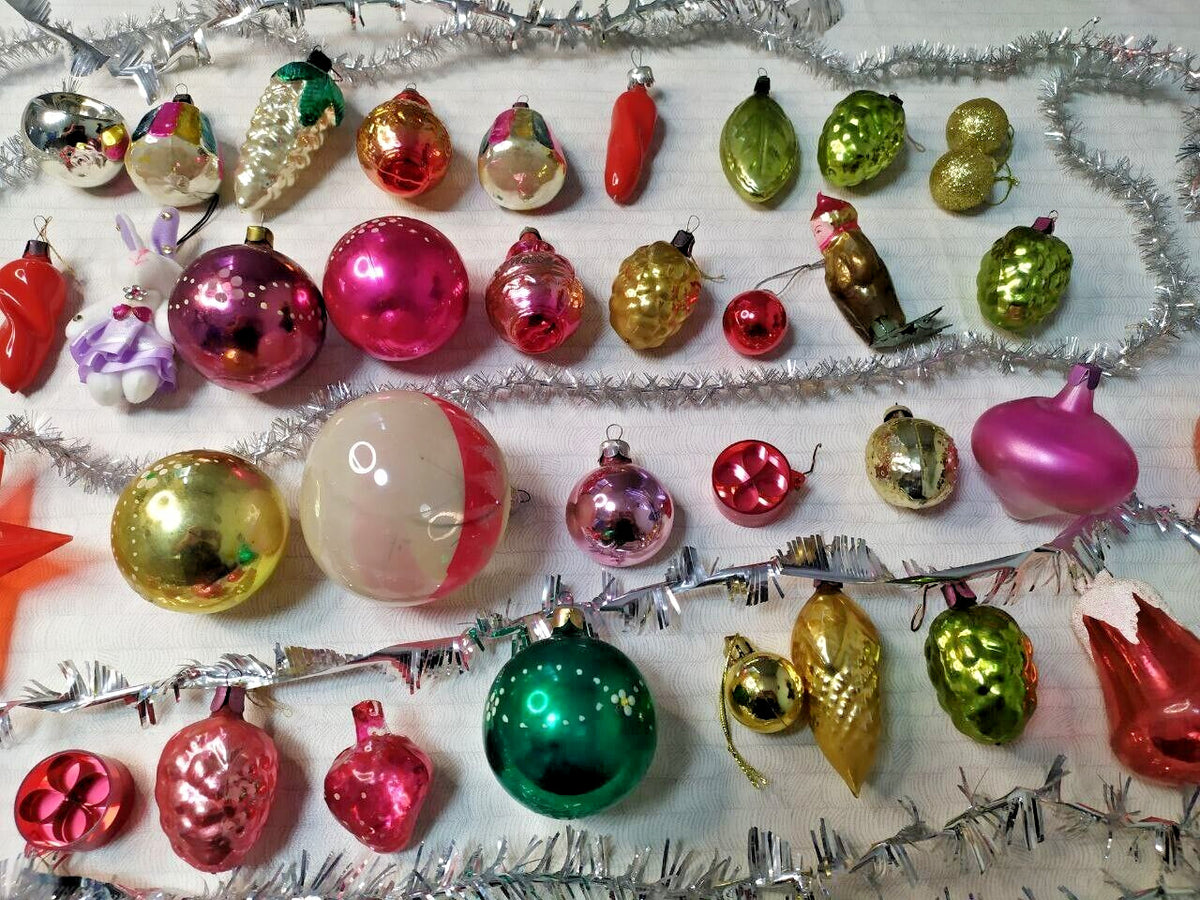 Vintage glass Christmas ornaments set from the USSR, close-up – detail 11