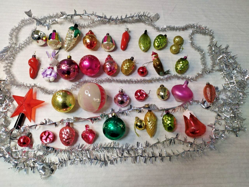 Russian Christmas ornaments, glass tree toys from the 1980s