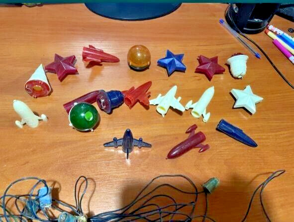 Vintage Soviet Christmas ornaments shaped like Vostok and Soyuz style rockets – detail 5
