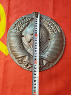 Large USSR state emblem plaque with wheat ears wrapped in ribbons and a five-pointed star – detail 8
